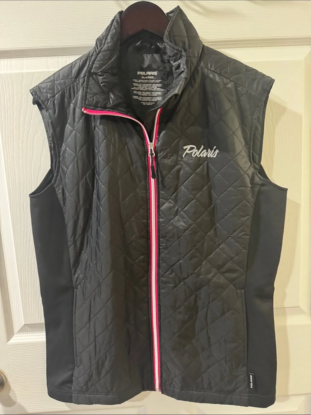 Women's Black Polaris Quilted Vest with Reddish Pink Trim - Picture 1 of 6